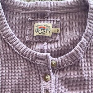 Faherty Purple Ribbed Henley Top